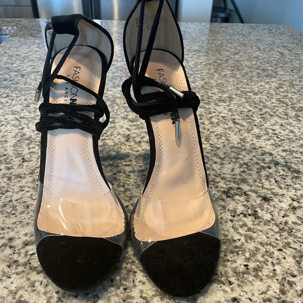 Never worn lace up Fashion Nova sz 8 heels for any occasion